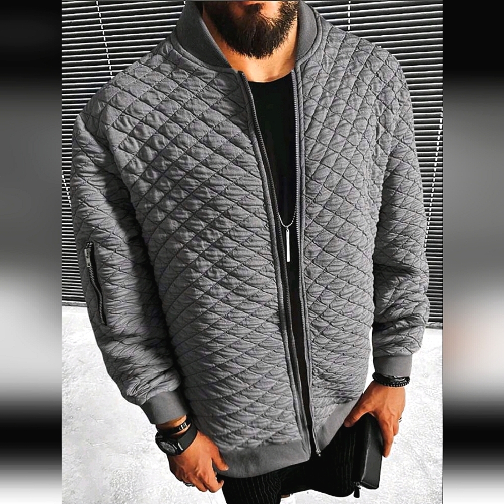 NEW! TEXTURED BOMBER JACKET GRAY